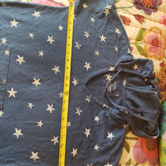 Womens sweatshirt hoodie navy and white stars - Picture 6 of 7